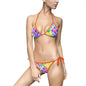 Vibrant Women's Bikini Swimsuit, Colorful Beachwear, Summer Pool Party, Vacation Swimwear, Fun Print Swim Set, Holiday Swimwear