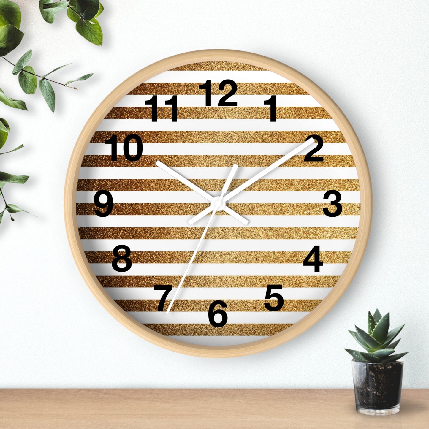 Stylish Wooden Striped Wall Clock, Modern Home Decor, Unique Gift, Minimalist Design, Living Room Wall Art, Timeless Addition