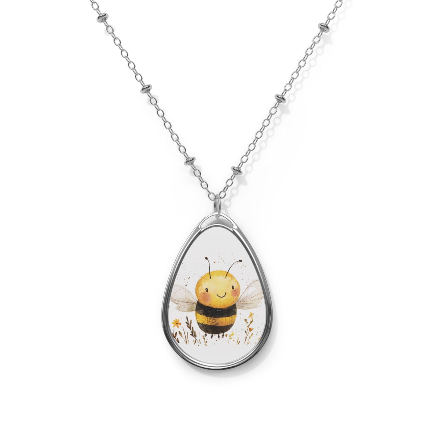 Bee-Themed Oval Necklace - Nature-Inspired Jewelry, Perfect Gift for Bee Lovers, Birthdays, Anniversaries, Eco-Friendly Accessories