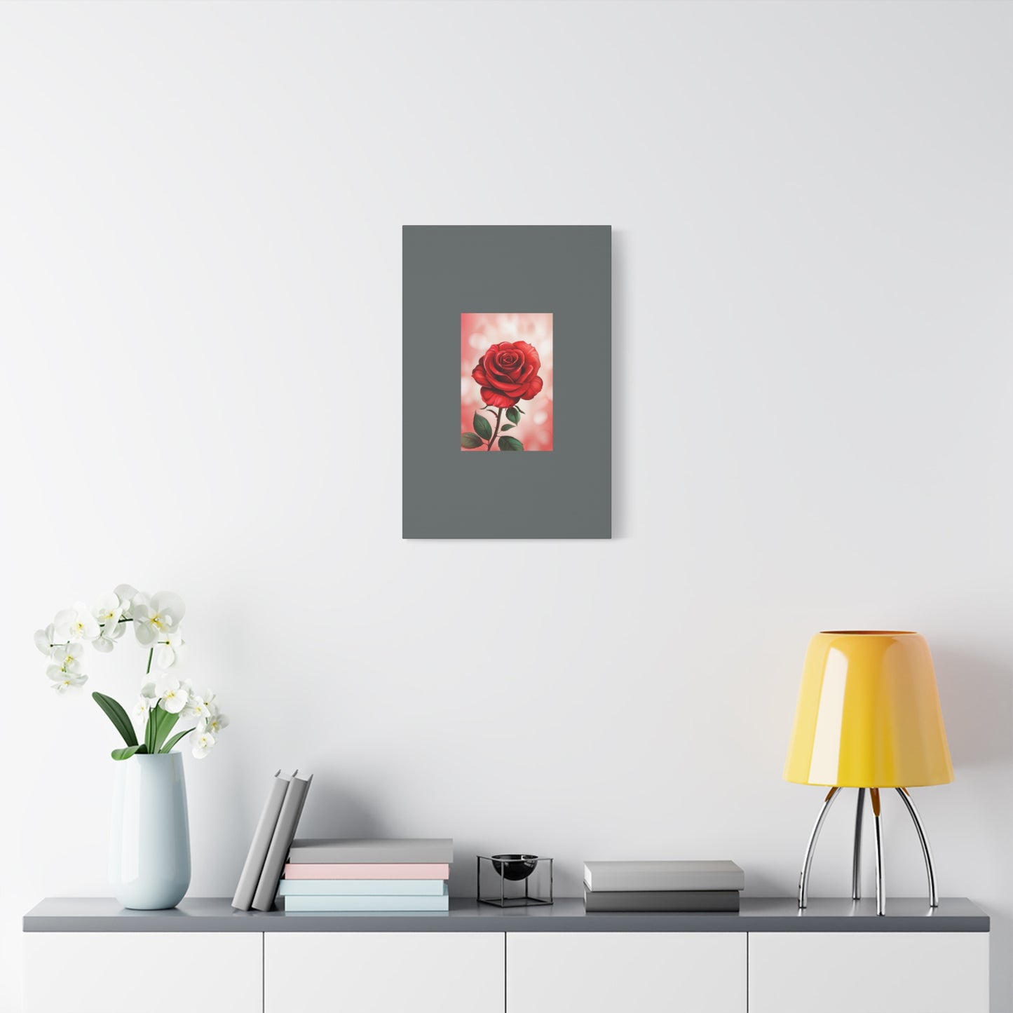 Red Rose Vertical Matte Canvas Print — Romantic Floral Wall Art