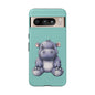 Cute Hippo Phone Case, Tough Phone Cover, Fun Animal Case, Gift for Kids, Cute Decor, Birthday Present