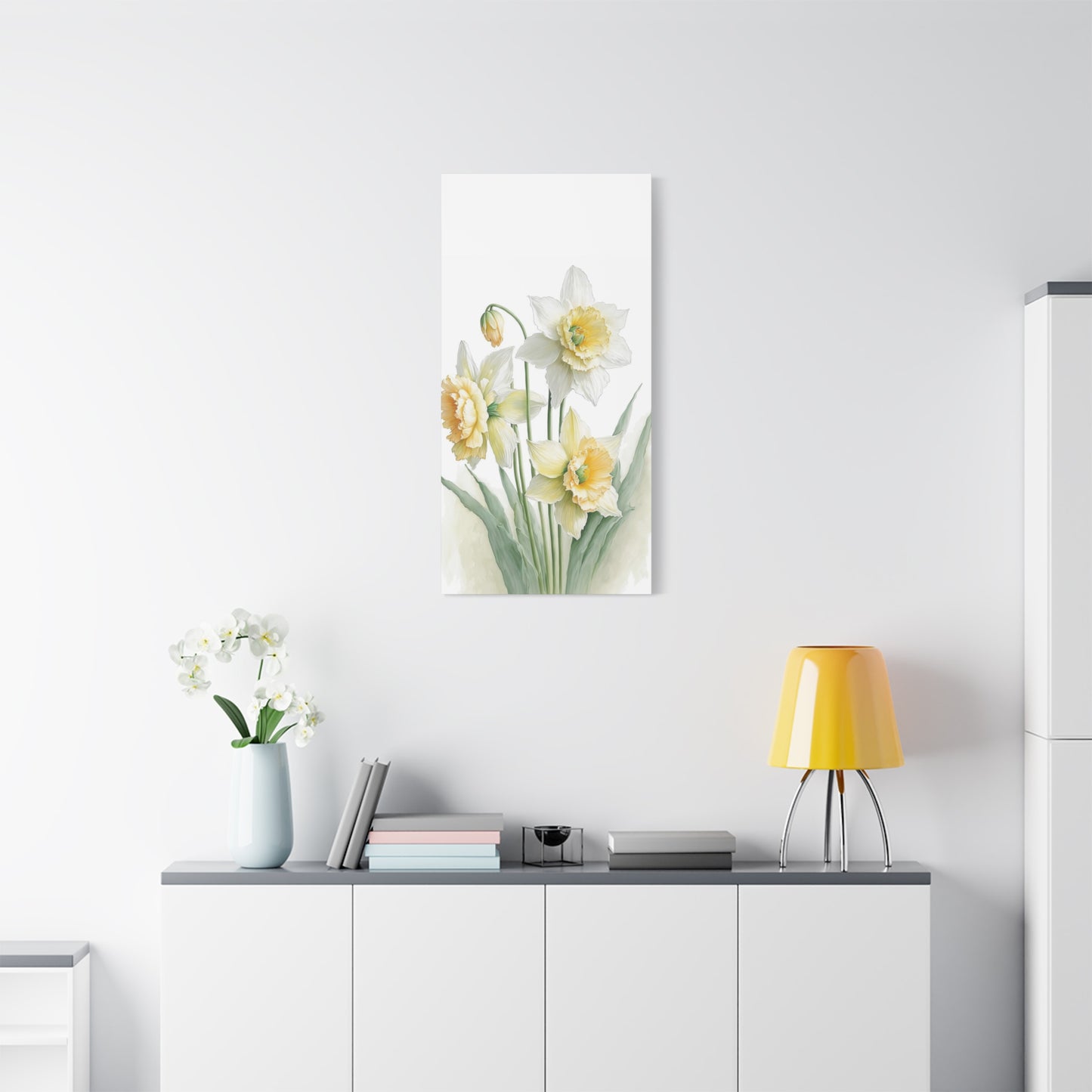 Matte Canvas, Stretched, 1.25" beautiful flowers white and yellow.