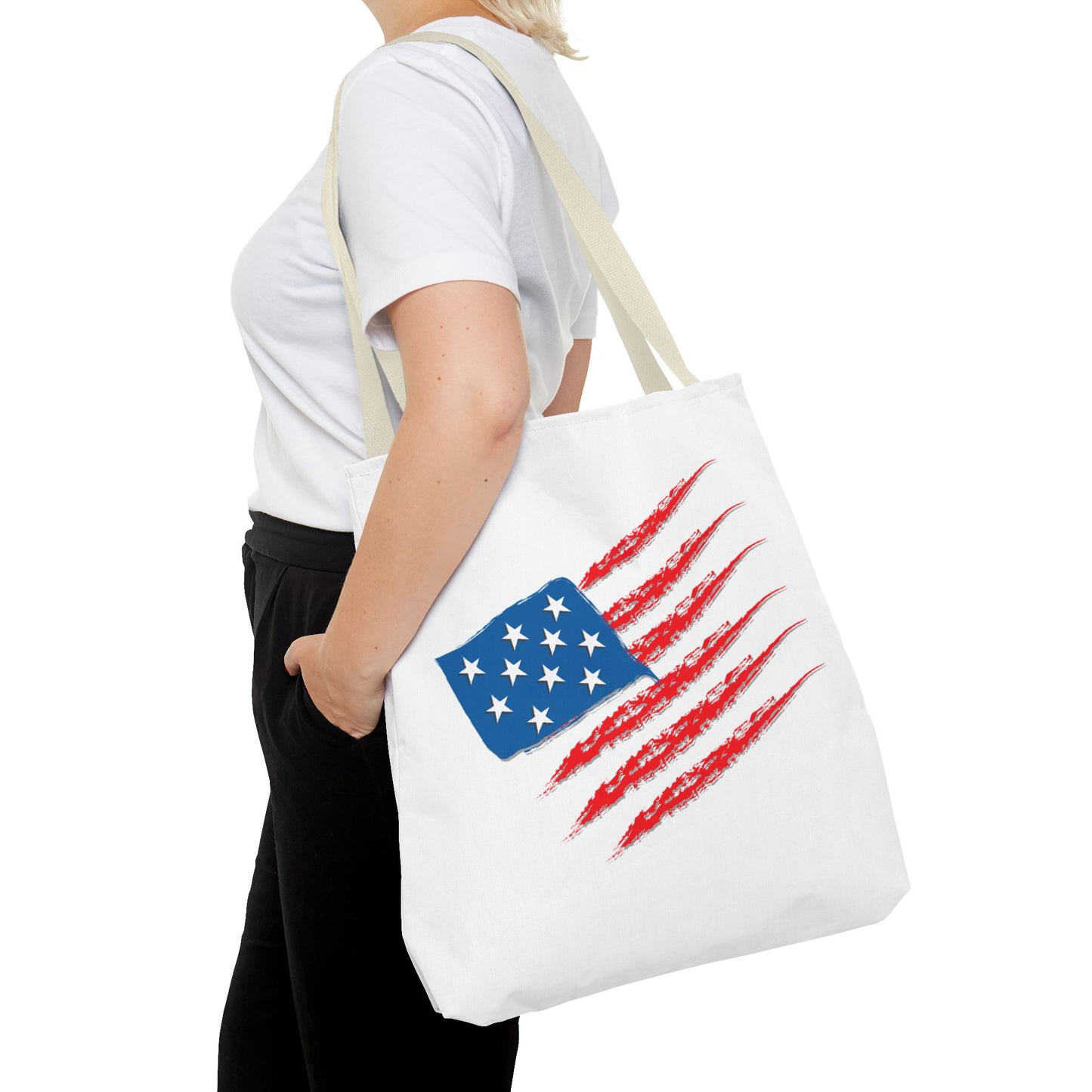 Patriotic Tote Bag | USA Pride | American Flag Design | Eco-Friendly Market Bag | Gift for Fourth of July, Veterans, Memorial Day
