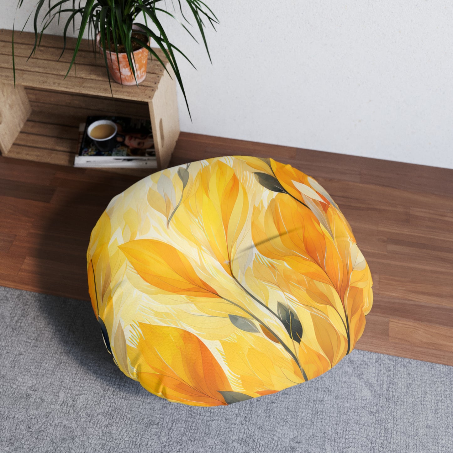 Cozy Autumn Tufted Floor Pillow, Round Decorative Cushion, Fall Decor, Boho Seating, Relaxation Pillow, Home Comfort Accessory
