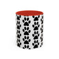 Paw Print Accent Coffee Mug - Dog Lover Gift, Black and White Pet Mug, Cute Animal Decor, Personalized Pet Owner Present, Coffee Tea Cup