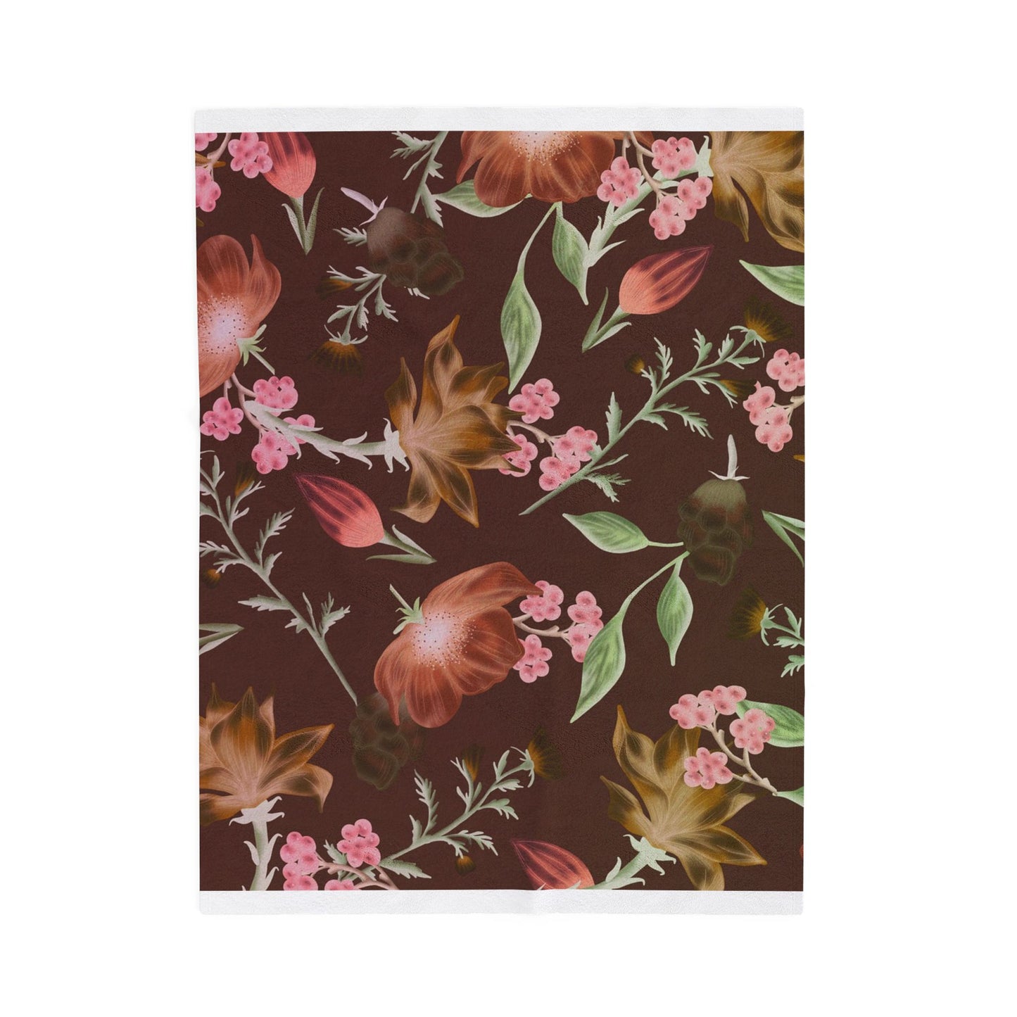 Floral Skull Velveteen Blanket, Cozy Throw, Living Room Decor, Gift for Her, Soft Bedding, Boho Home Accent