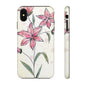 Floral Phone Case with Elegant Pink Lilies, Cute Floral Accessories, Phone Protection, Gift for Her, Stylish Cell Phone Cover