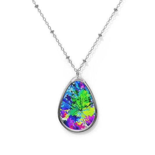 Vibrant Tie-Dye Oval Necklace | Colorful Bohemian Jewelry, Gift for Her, Unique Fashion Accessory, Festival Wear, Handmade Necklace