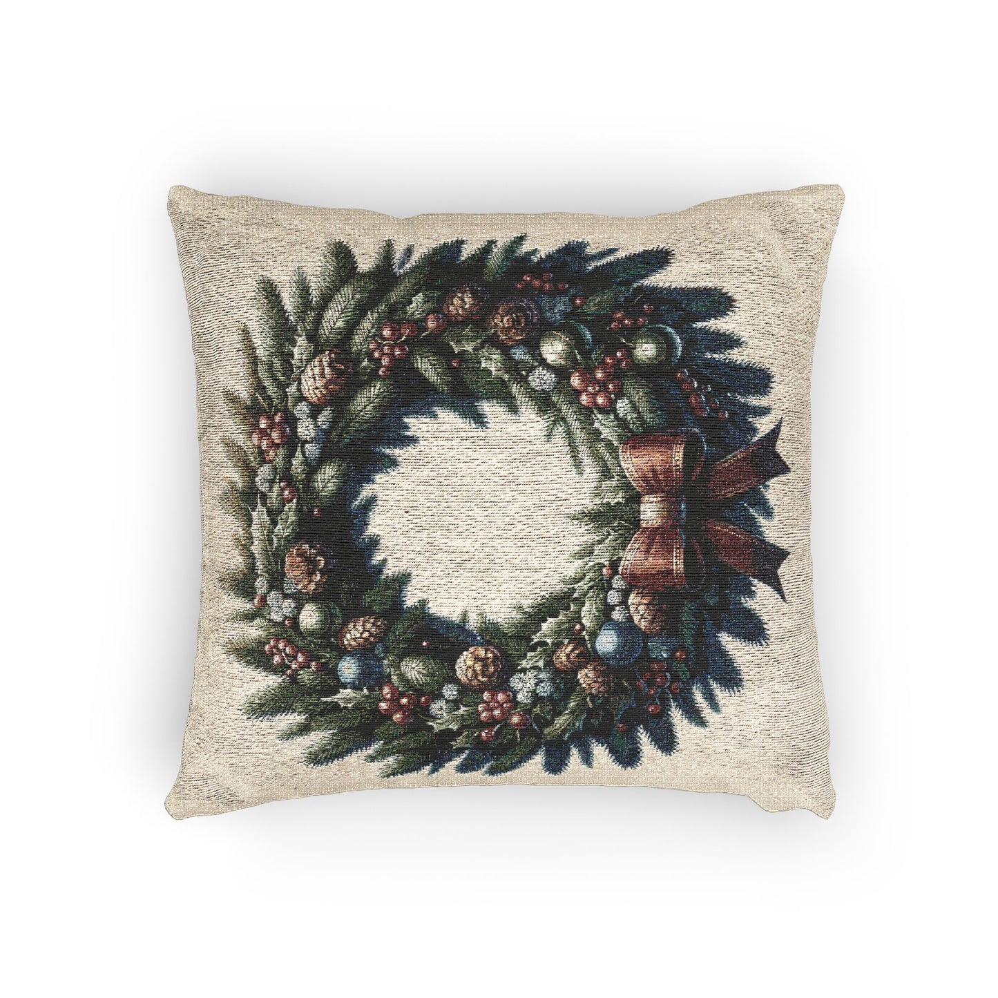 Festive Woven Pillow, Cozy Home Decor, Christmas Decoration, Cozy Gift for Friends, Holiday Accent Pillow