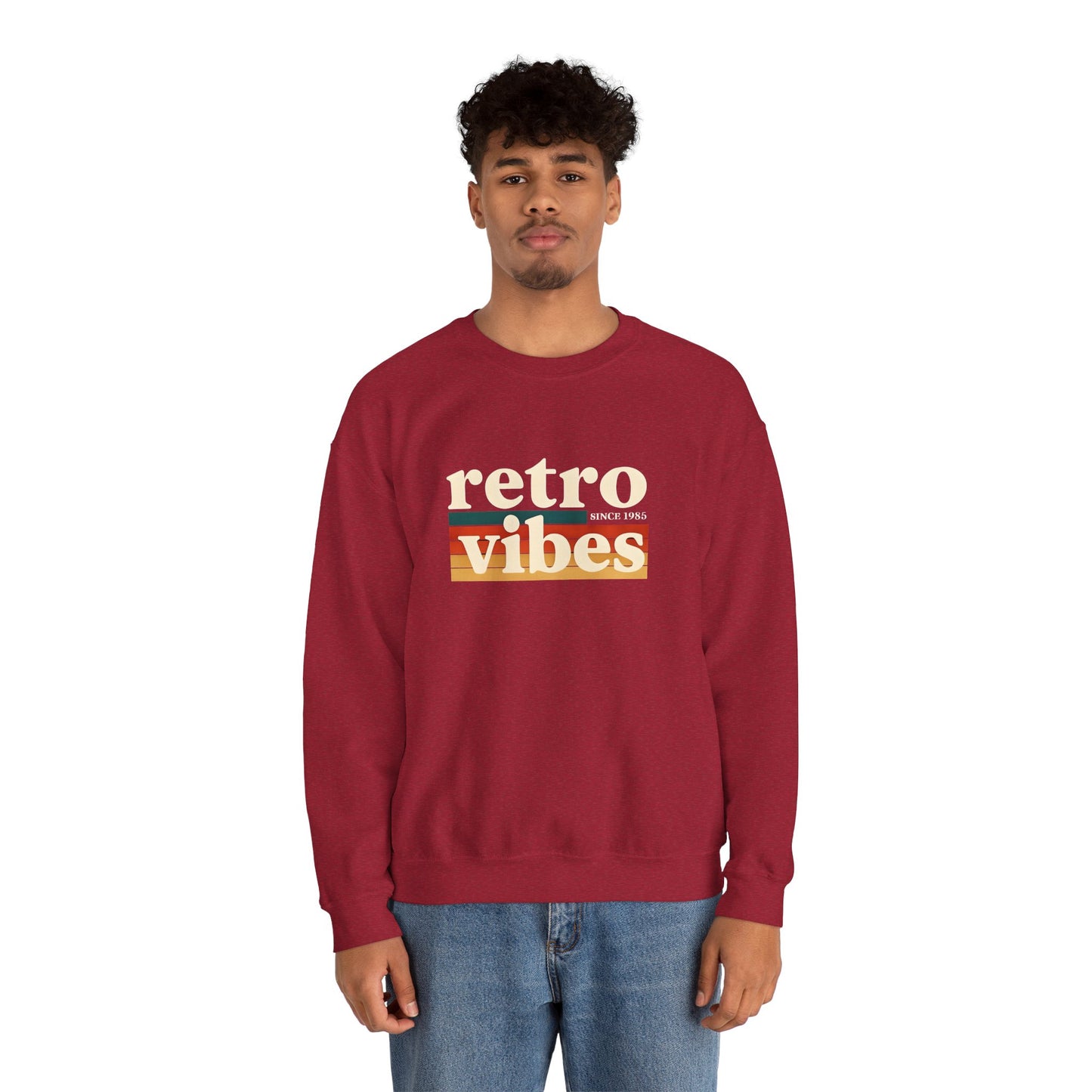 Retro Vibes Crewneck Sweatshirt, Unisex Vintage Style, Cozy Fall Fashion, Gift for Music Lovers, Chill Weekend Wear