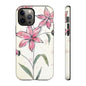 Floral Phone Case with Elegant Pink Lilies, Cute Floral Accessories, Phone Protection, Gift for Her, Stylish Cell Phone Cover