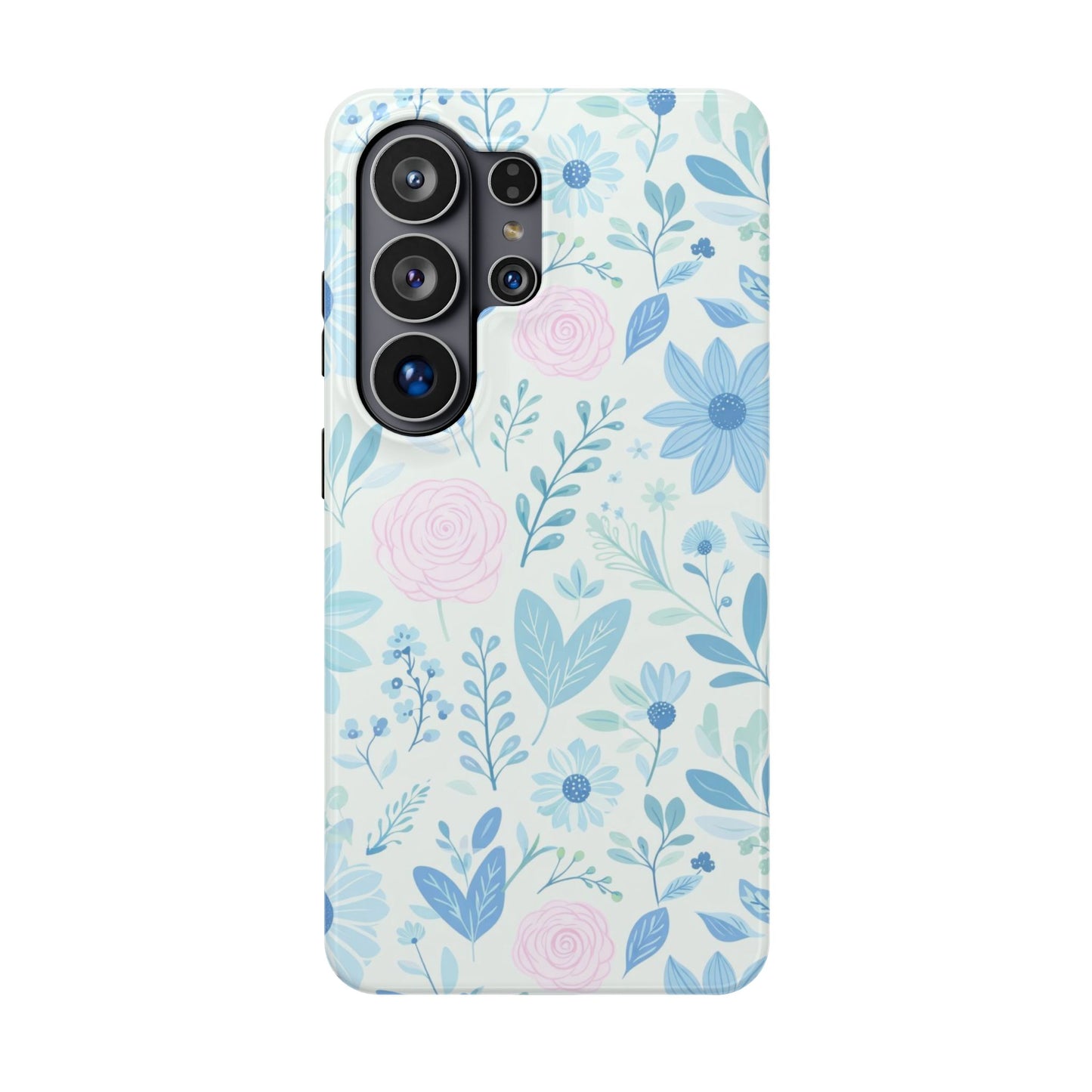 Floral Pastel Magnetic Impact Phone Case — Blue & Pink Botanical Design