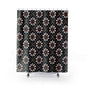 Floral Mosaic Shower Curtain — Elegant Black & Taupe Daisy Pattern