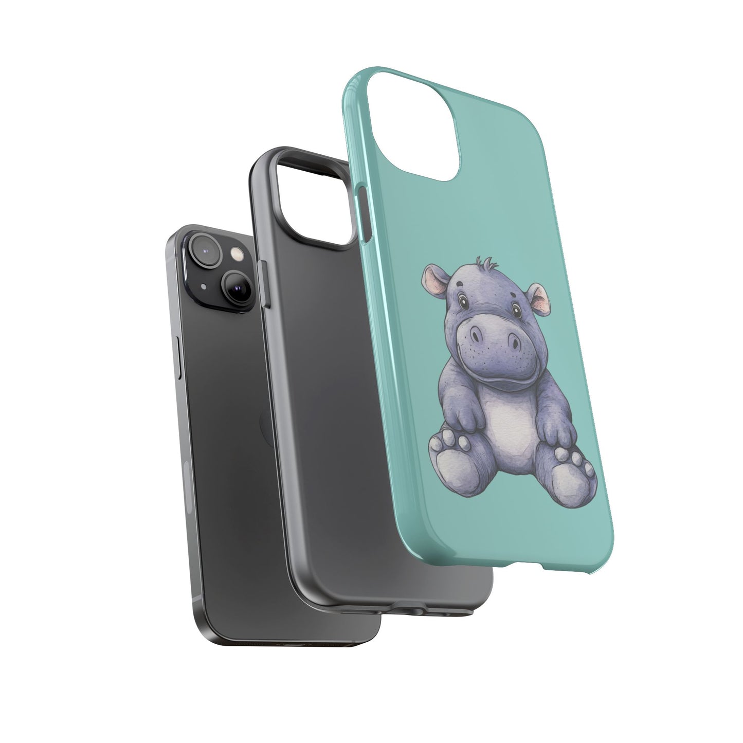 Cute Hippo Phone Case, Tough Phone Cover, Fun Animal Case, Gift for Kids, Cute Decor, Birthday Present
