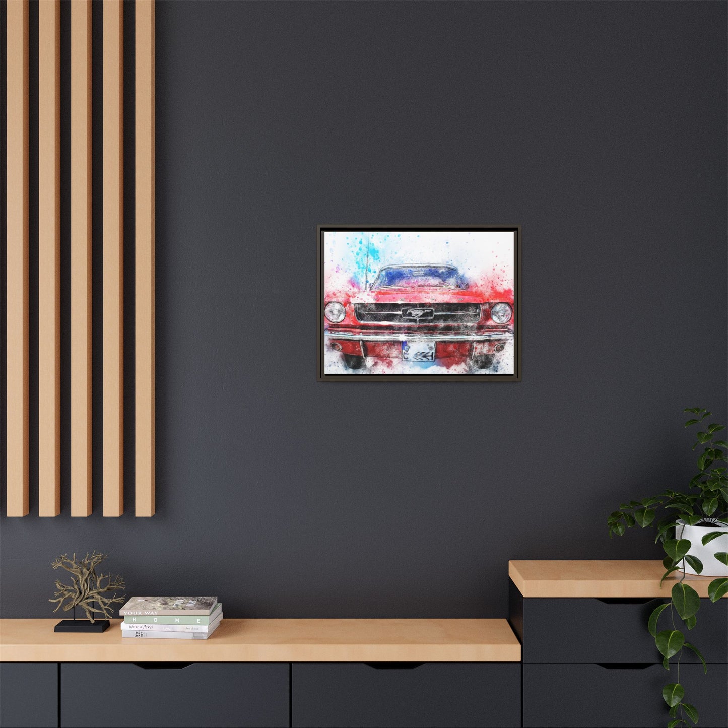 Matte Canvas, Framed Mustang Car