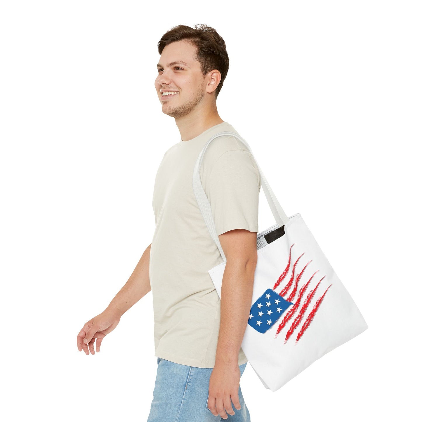 Patriotic Tote Bag | USA Pride | American Flag Design | Eco-Friendly Market Bag | Gift for Fourth of July, Veterans, Memorial Day