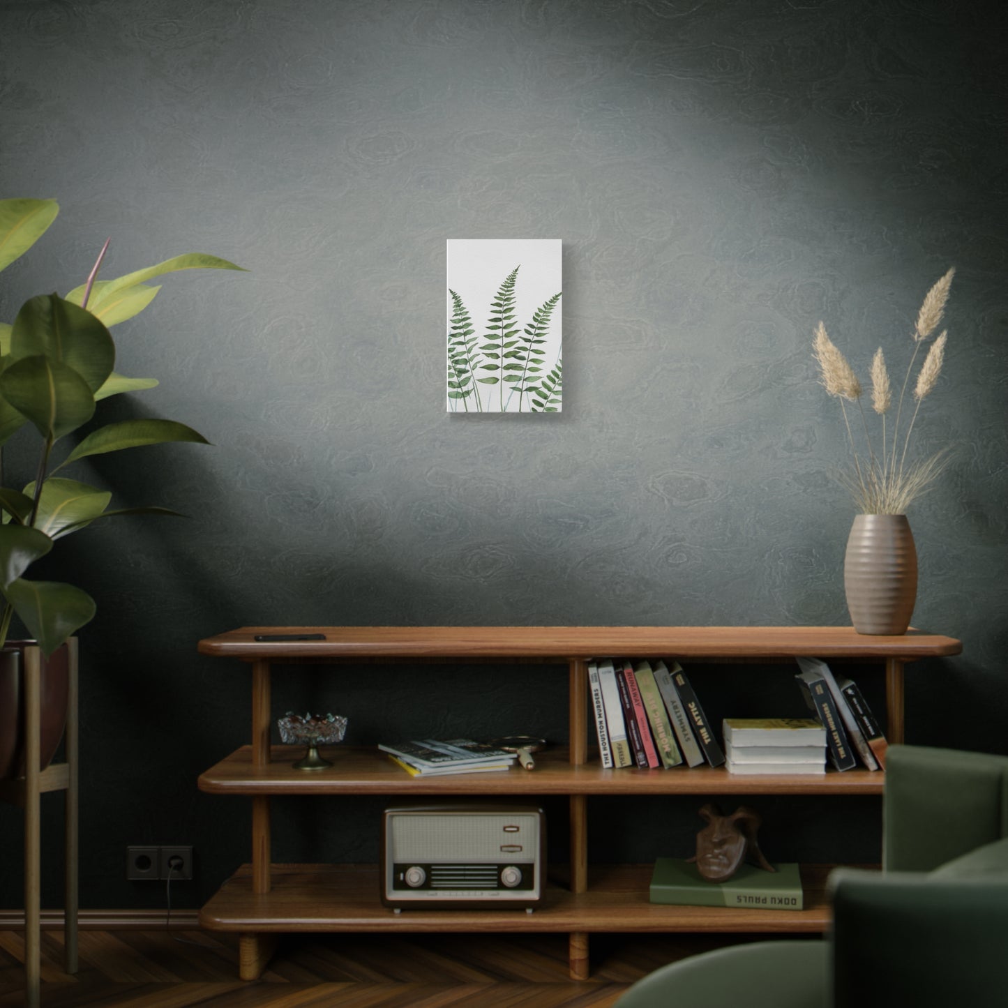 Fern Watercolor Canvas Art – Botanical Matte Stretched Wall Print