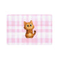 Cute Ginger Kitten Pet Food Mat (12x18) — Pink Gingham Cat Feeding Mat
