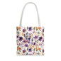 Floral Watercolor Tote Bag — Purple & Orange Botanical All-Over Print