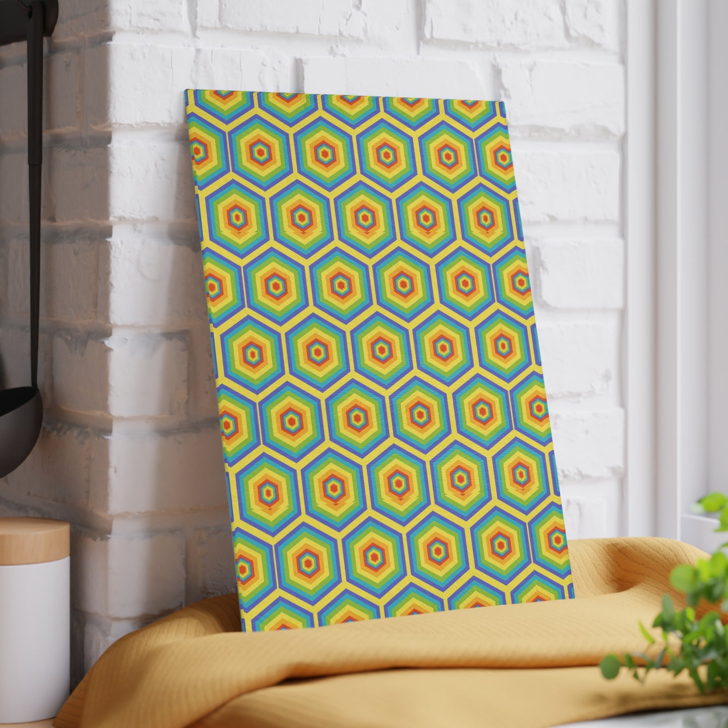 Bright Honeycomb Glass Cutting Board, Kitchen Decor, Unique Gift, Eco-Friendly, Housewarming, Colorful Cookware