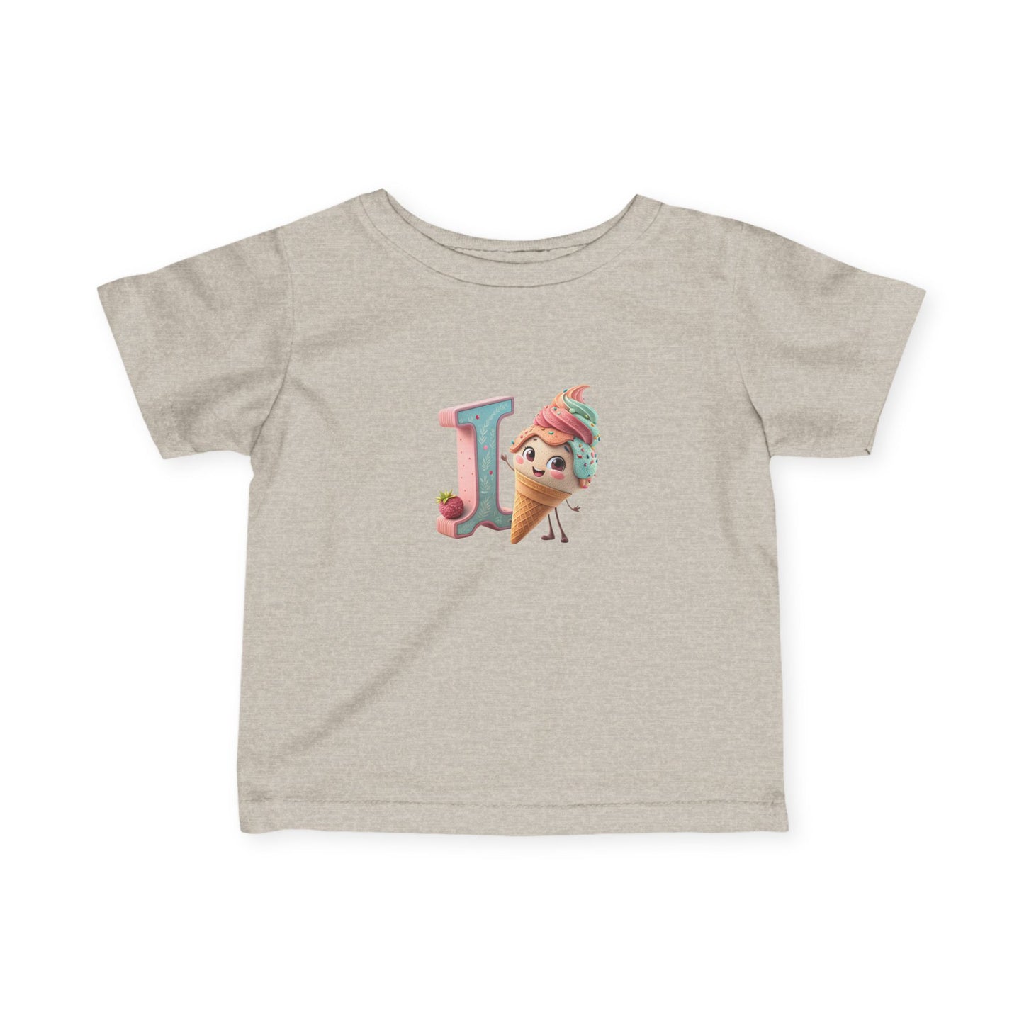 Cute Ice Cream Initial Infant Tee, Baby Shirt, Toddler Clothing, Summer Outfit, Personalized Gift, Kids Apparel