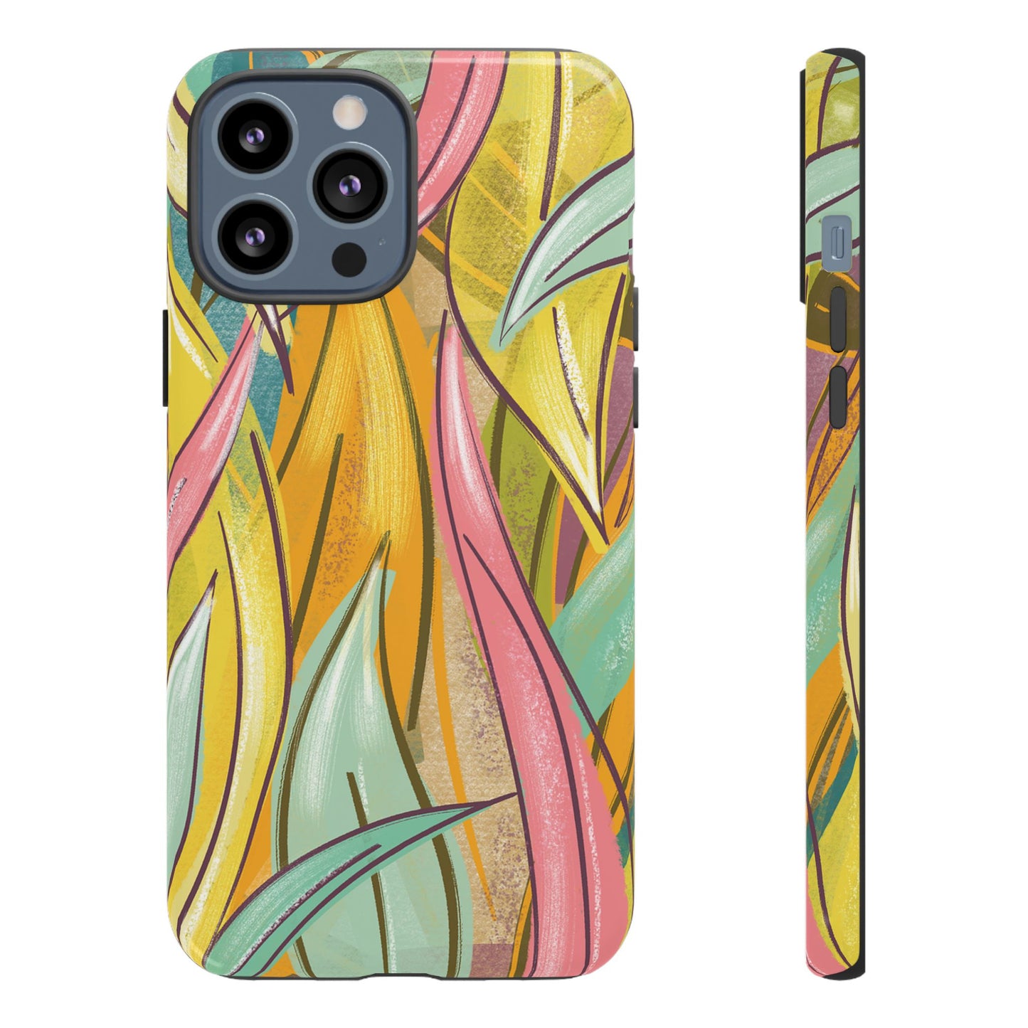 Vibrant Phone Case with Colorful Leaf Design, Tough Cases for Nature Lovers, Eco-Friendly Gift, Summer Vibes, Floral Phone Cover