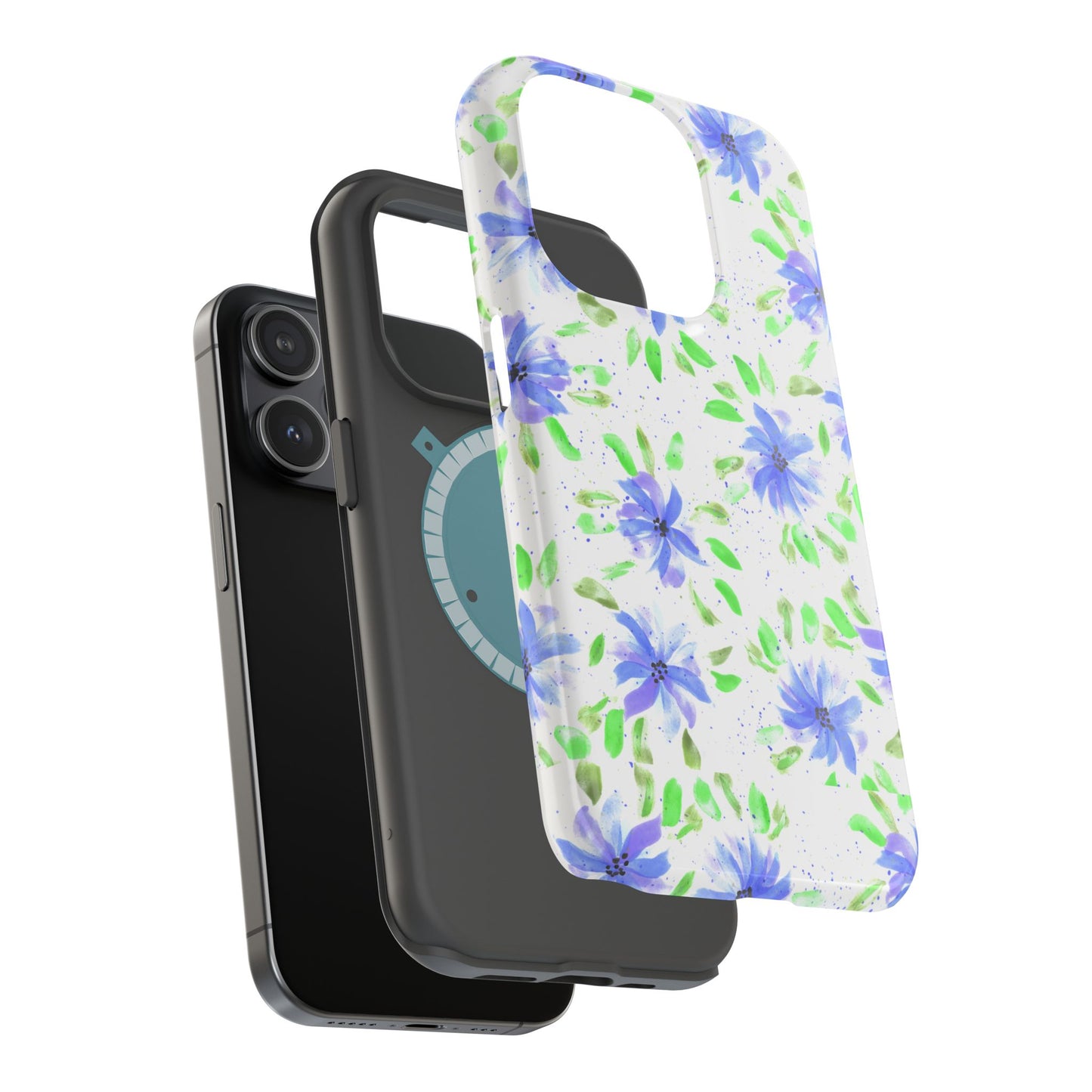 Floral Blue Watercolor Phone Case — Magnetic Impact-Resistant