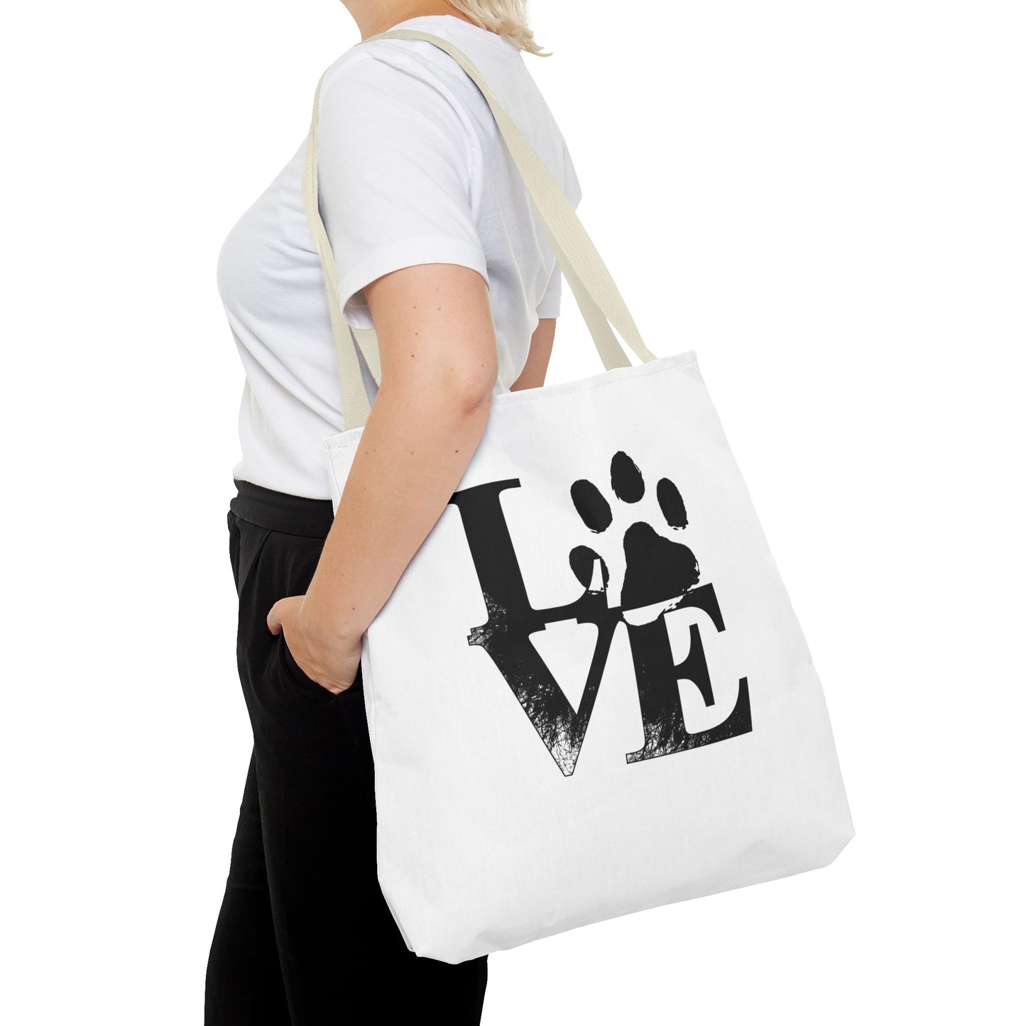 Love Paw Print Tote Bag, Pet Lover's Gift, Eco-Friendly Shopping Bag, Animal Rescue Fundraiser, Personalized Pet Tote