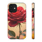 Floral Phone Case with Red Rose Design, Tough Phone Cover, Flower Print, Gift for Her, Stylish Accessory, Floral Aesthetic