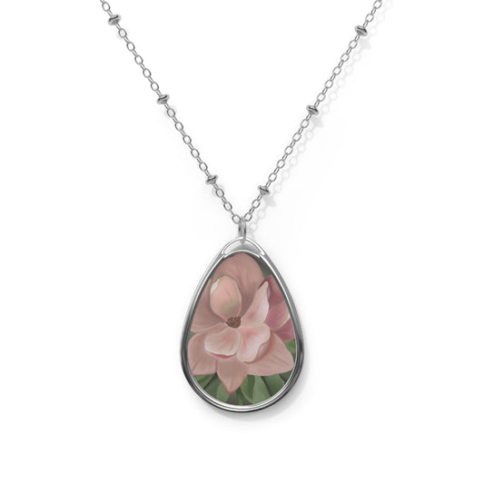 Floral Oval Necklace, Elegant Jewelry, Nature Inspired Gift, Mother's Day, Wedding Accessory, Personalized Necklace
