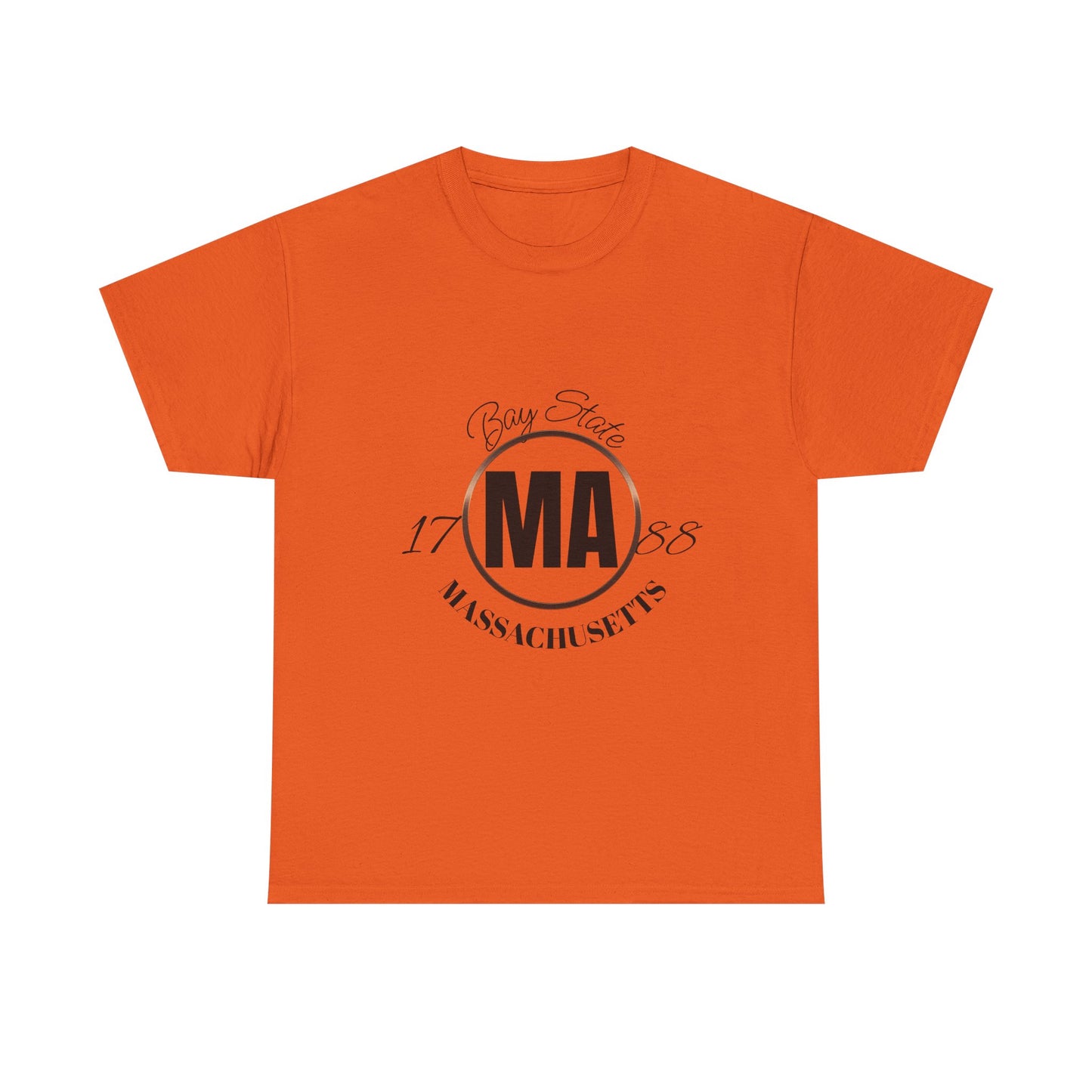 Unisex Heavy Cotton Tee with Massachusetts Design, Casual Wear, Gift for Him/Her, Travel Souvenir, Vintage Style
