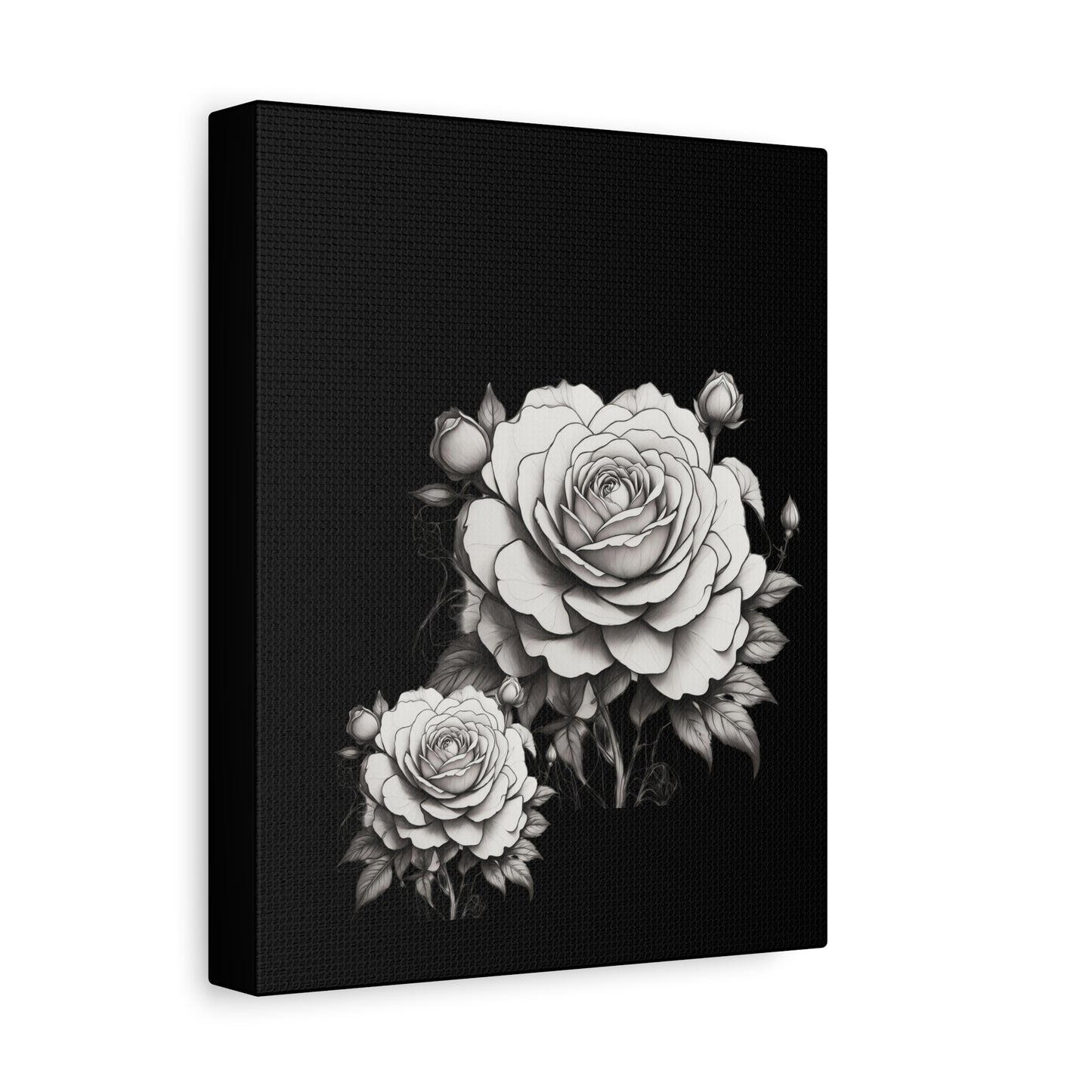 Monochrome Rose Canvas Print — Black & White Floral Wall Art