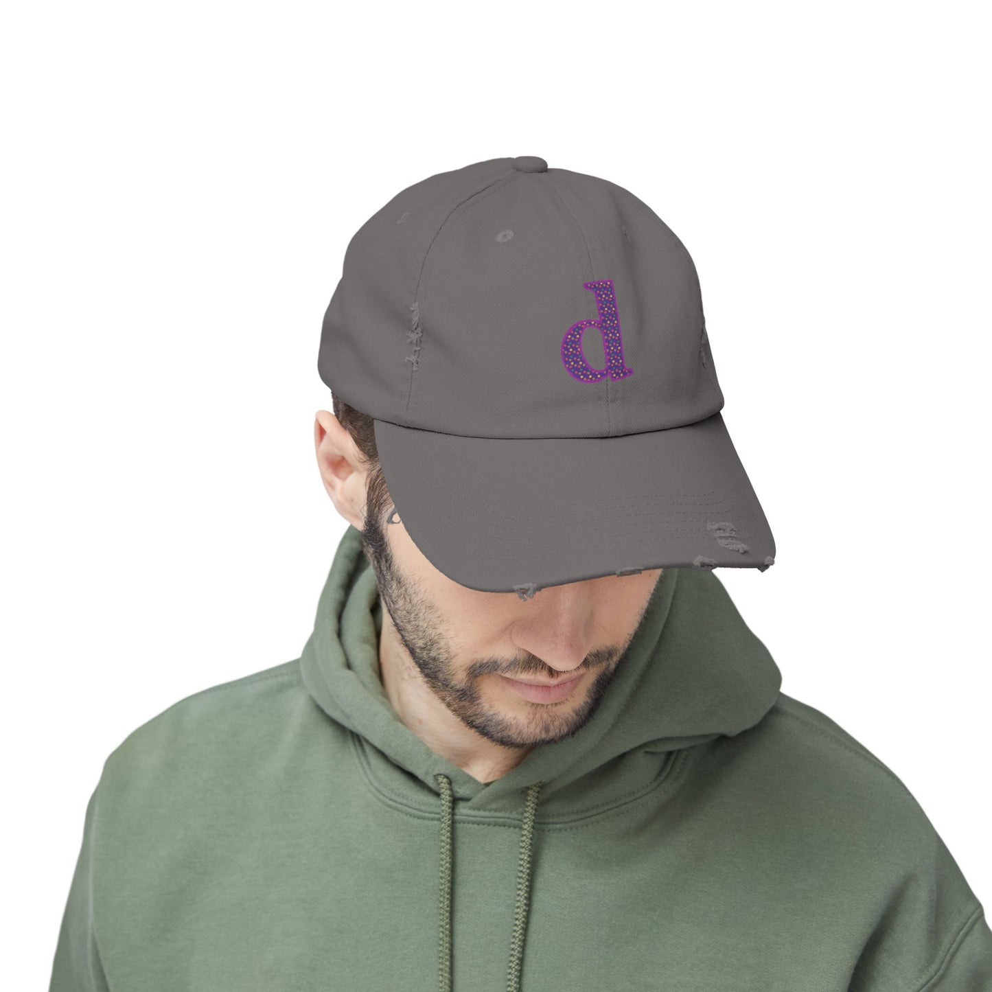 Distressed Cap with Purple Letter 'd' - Casual Street Style Hat for Everyday Wear, Gift for Dad, Unisex Fashion Accessory, Trendy [...]