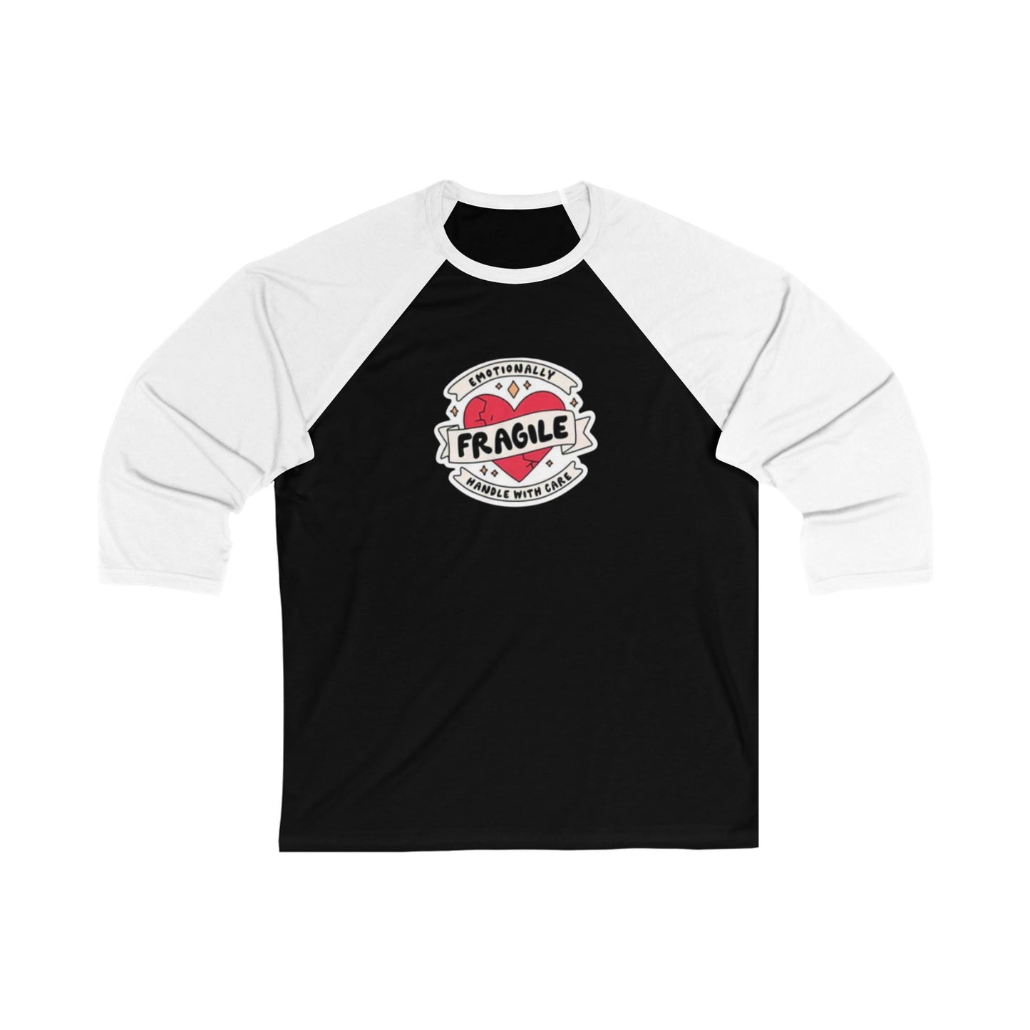 Playful Unisex 3/4 Sleeve Baseball Tee - "Fragile" Funny Gift, Sportswear,