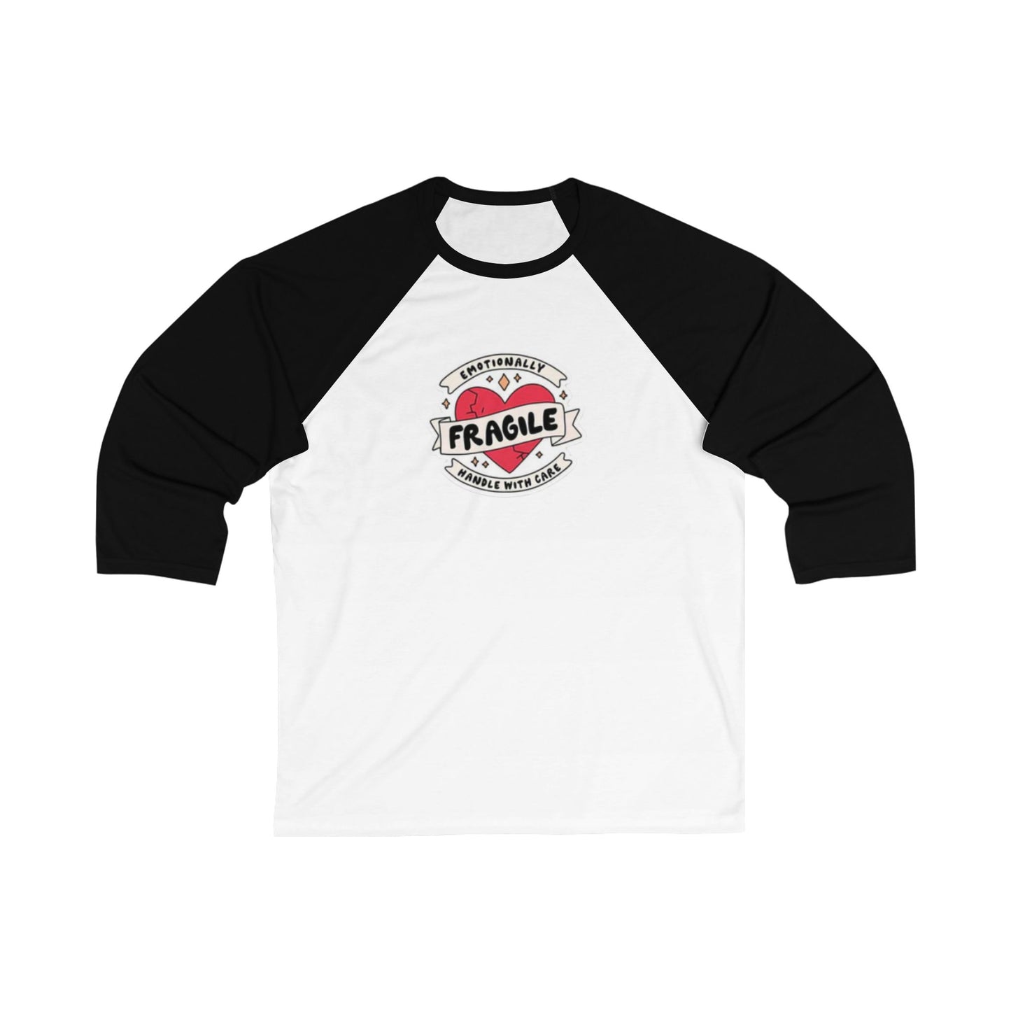 Playful Unisex 3/4 Sleeve Baseball Tee - "Fragile" Funny Gift, Sportswear,