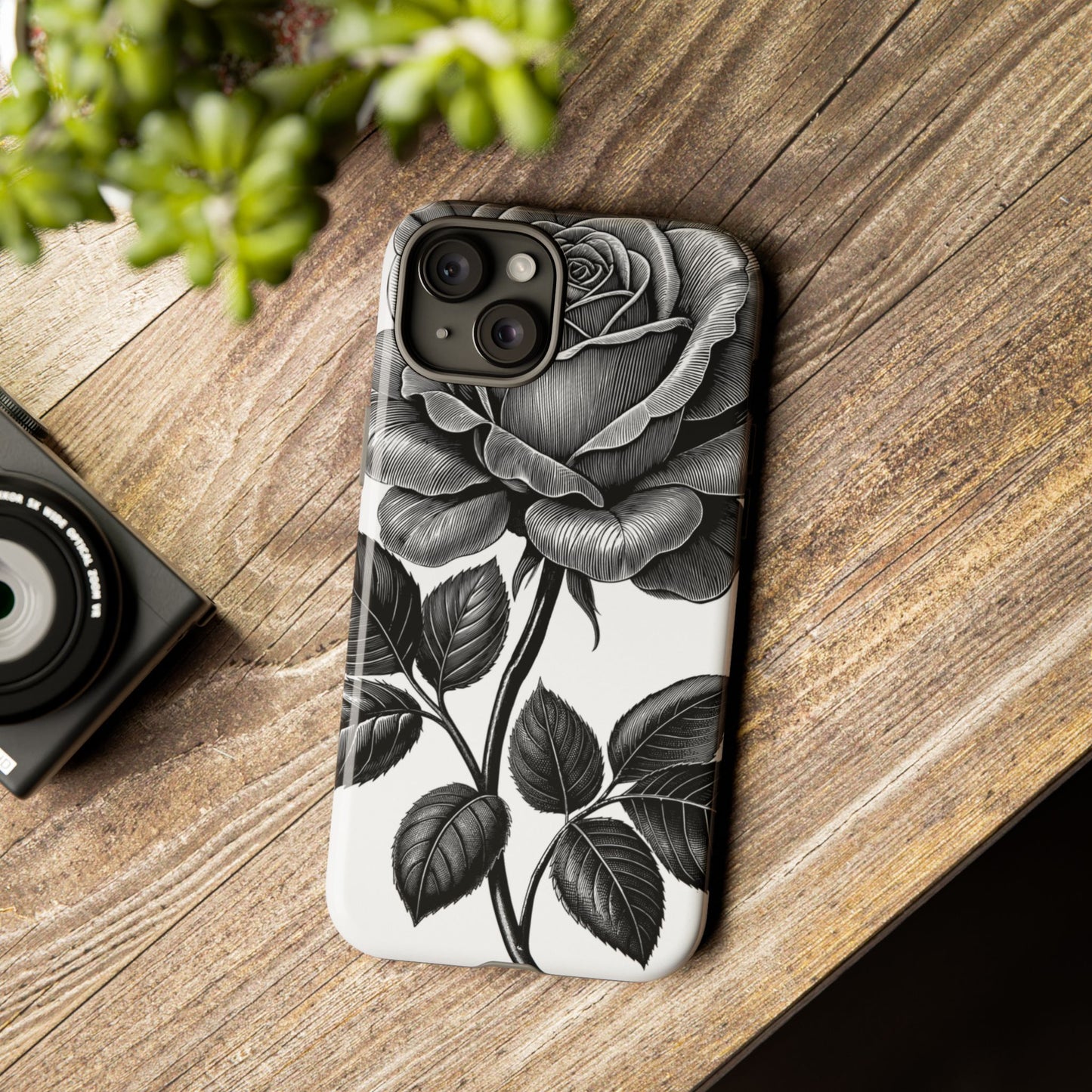 Elegant Floral Phone Case - Tough Cases, Black Rose Design, Floral Phone Cover, Stylish Phone Accessory, Gift for Her, Mother's Day