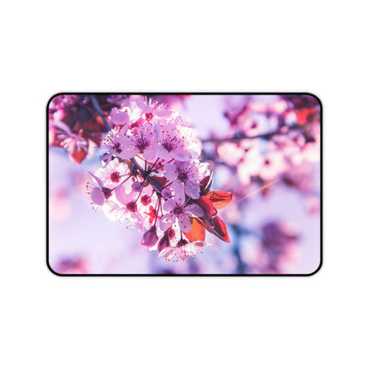 Floral Desk Mat - Elegant Mouse Pad, Office Decor, Gift for Her, Blooming Cherry Blossoms Design, Workstation Accessory, Spring Vibes