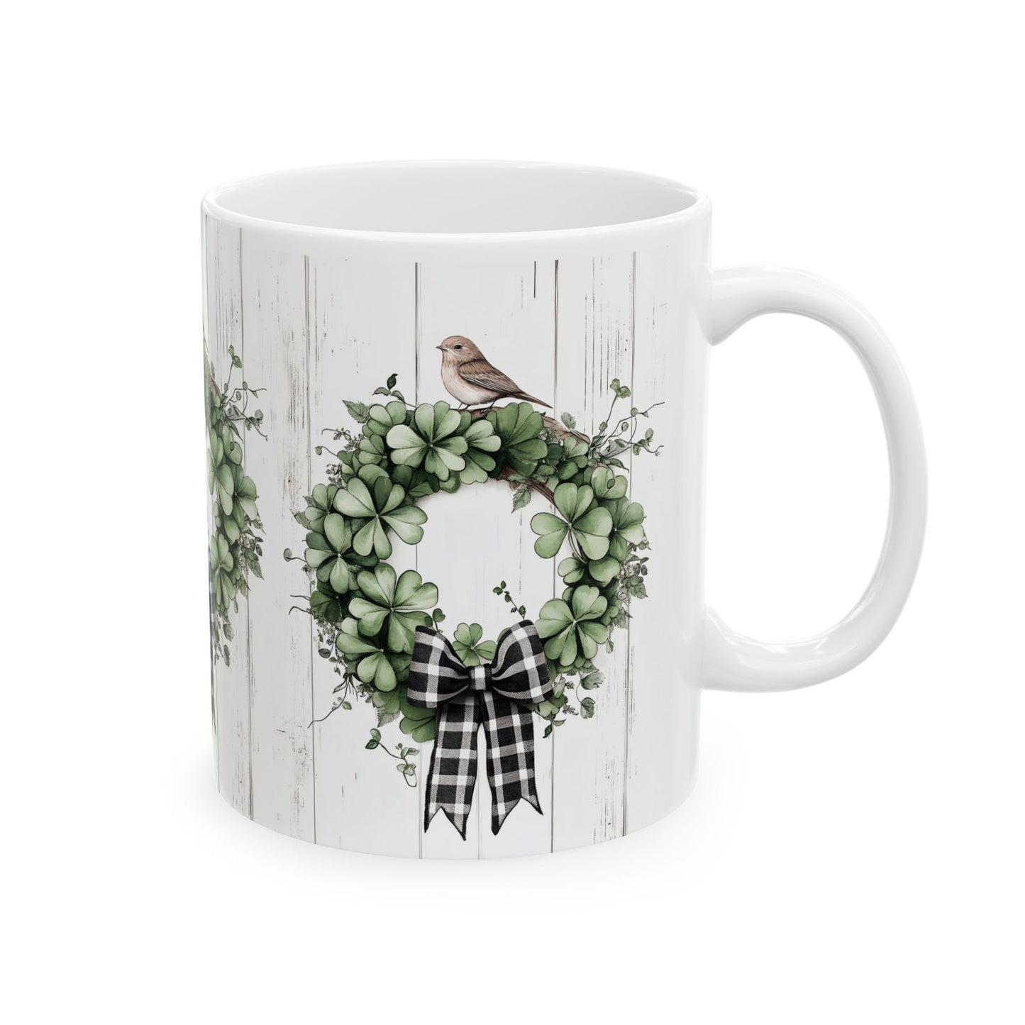 Green Wreath, Gift for Friends, Home Décor, Coffee Mug, Holiday Celebration