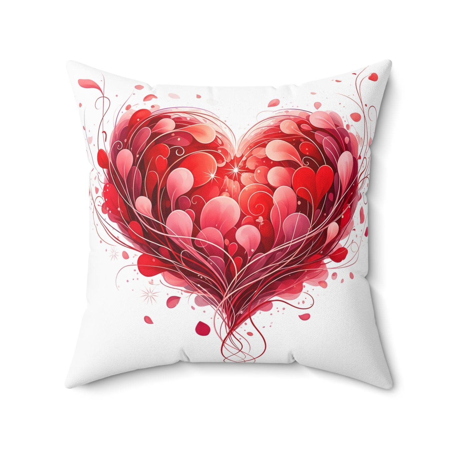 Valentine Red Heart Decorative Pillow — Romantic Floral Heart Throw Pillow