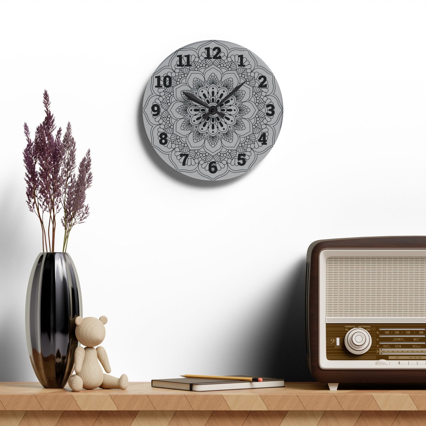 Elegant Mandala Acrylic Wall Clock, Home Decor