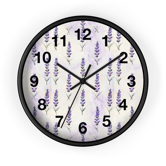 Lavender Sprig Wall Clock — Botanical Floral Clock for Kitchen, Bedroom & Living Room
