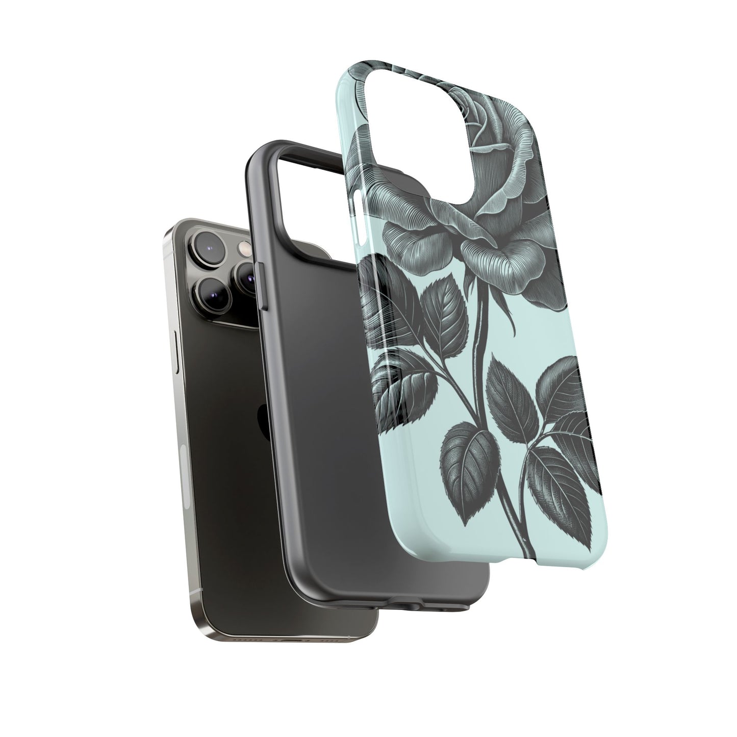 Elegant Floral Phone Case, Tough Cases for iPhones, Black Rose Design, Gift for Her, Stylish Phone Cover, Birthday Gifts