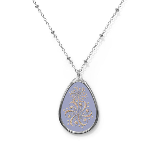 Elegant Oval Necklace with Swirling Design, Bohemian Jewelry, Gift for Her, Minimalist Pendant, Unique Handmade Accessories