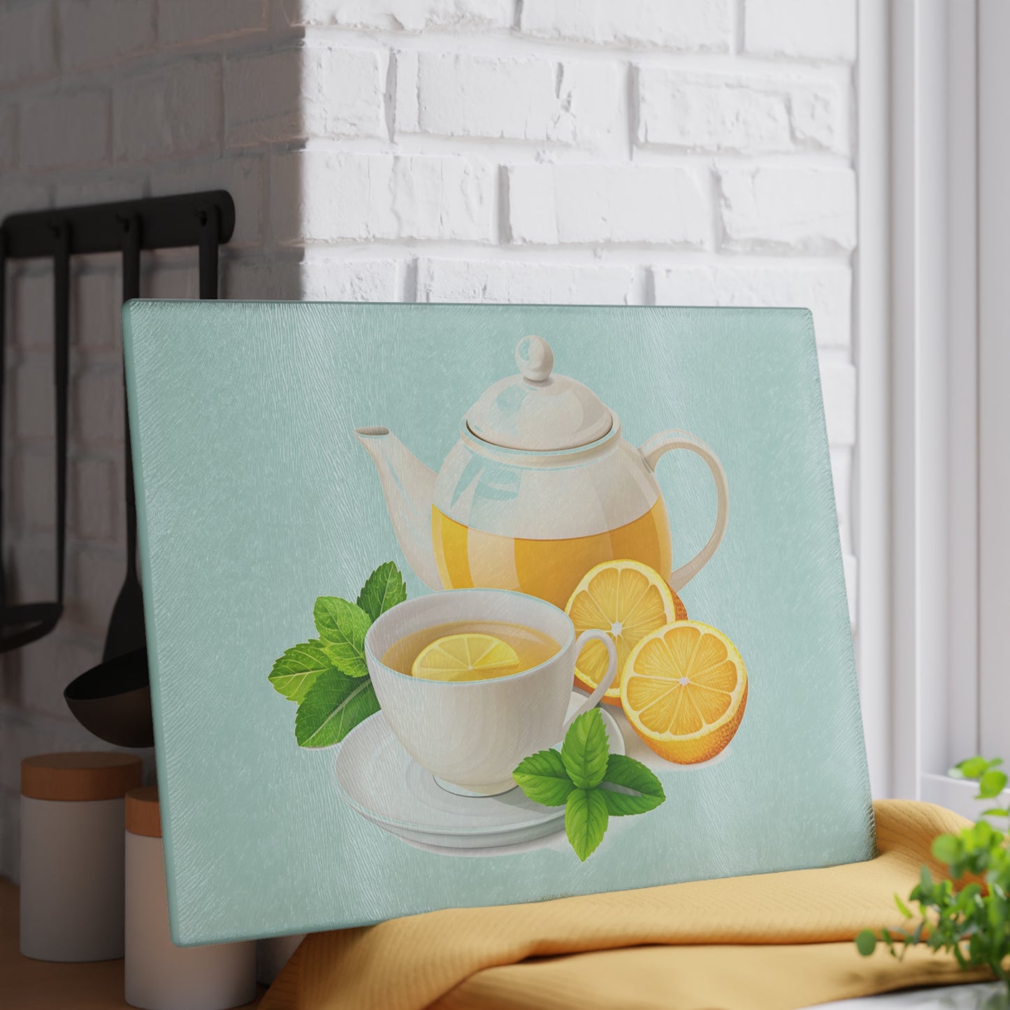 Bright Citrus Glass Cutting Board - Kitchen Decor, Hostess Gift, Home Chef Essential, Tea Lover Accessory, Gift for Mom