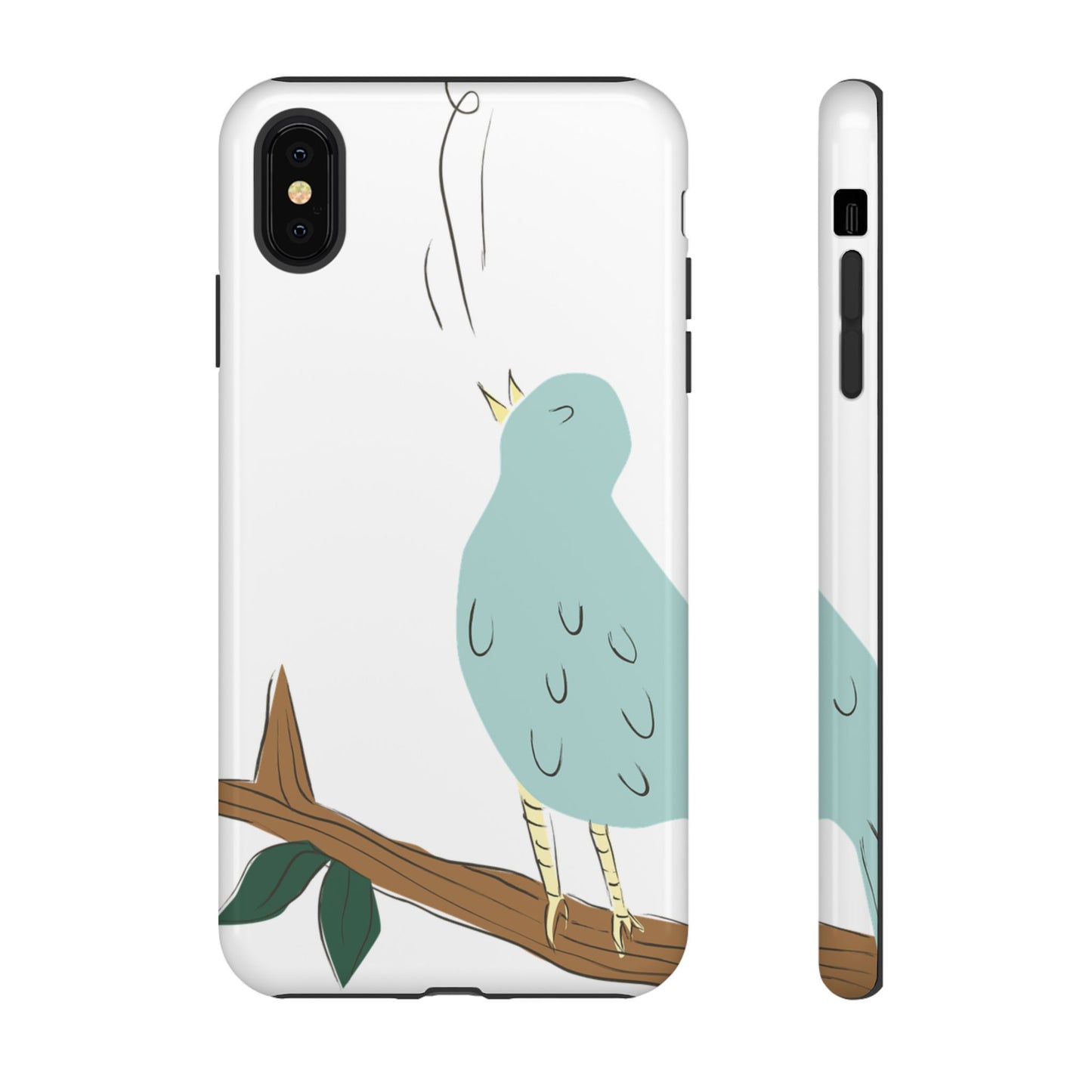Birdsong Phone Case — Cute Blue Bird on Branch Protective Case
