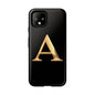 Custom Phone Case with Gold Letter A, Monogrammed Gift, Tough Protective Case, Personalized Phone Accessory, Unique Phone Cover
