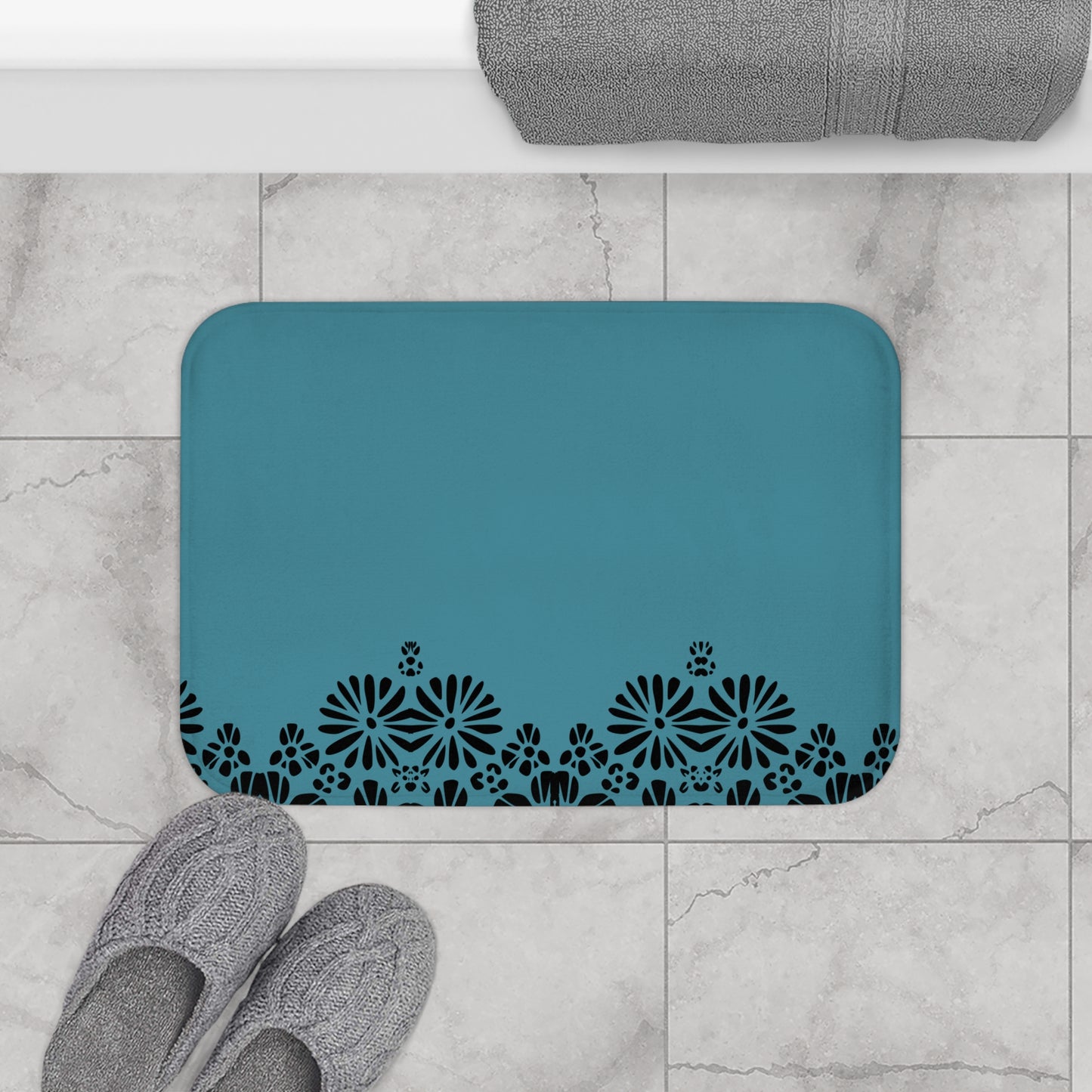 Floral Elegance Bath Mat - Chic Bathroom Decor, Home Spa Essentials, Gift for Her, Modern Design, Cozy Comfort