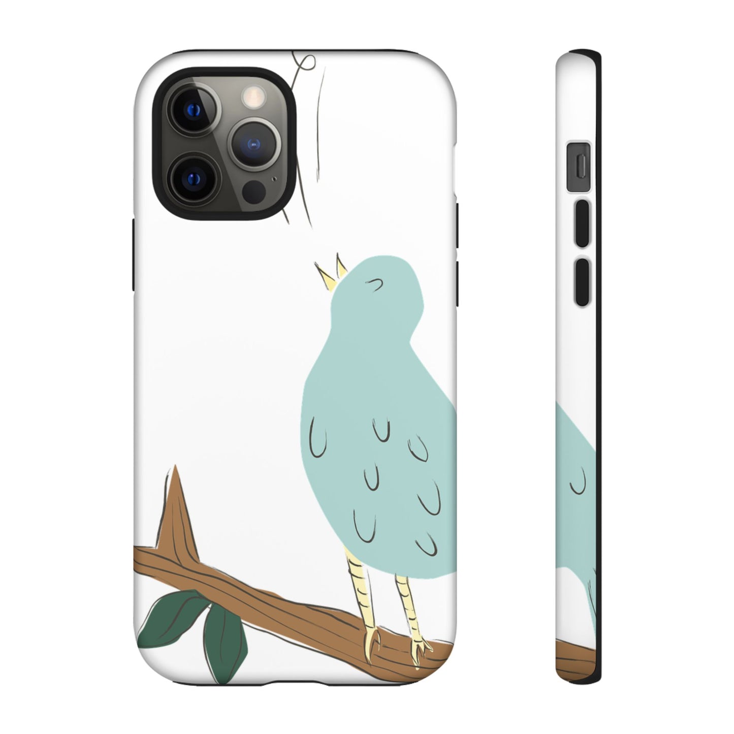 Birdsong Phone Case — Cute Blue Bird on Branch Protective Case