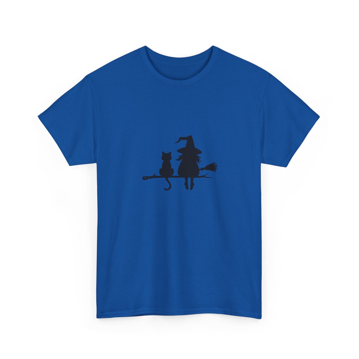 Witch and Cat Tee | Spooky Unisex Shirt for Halloween | Cute Witchwear for Cat Lovers | Fall Wardrobe Essential | Gift for Magical Friends