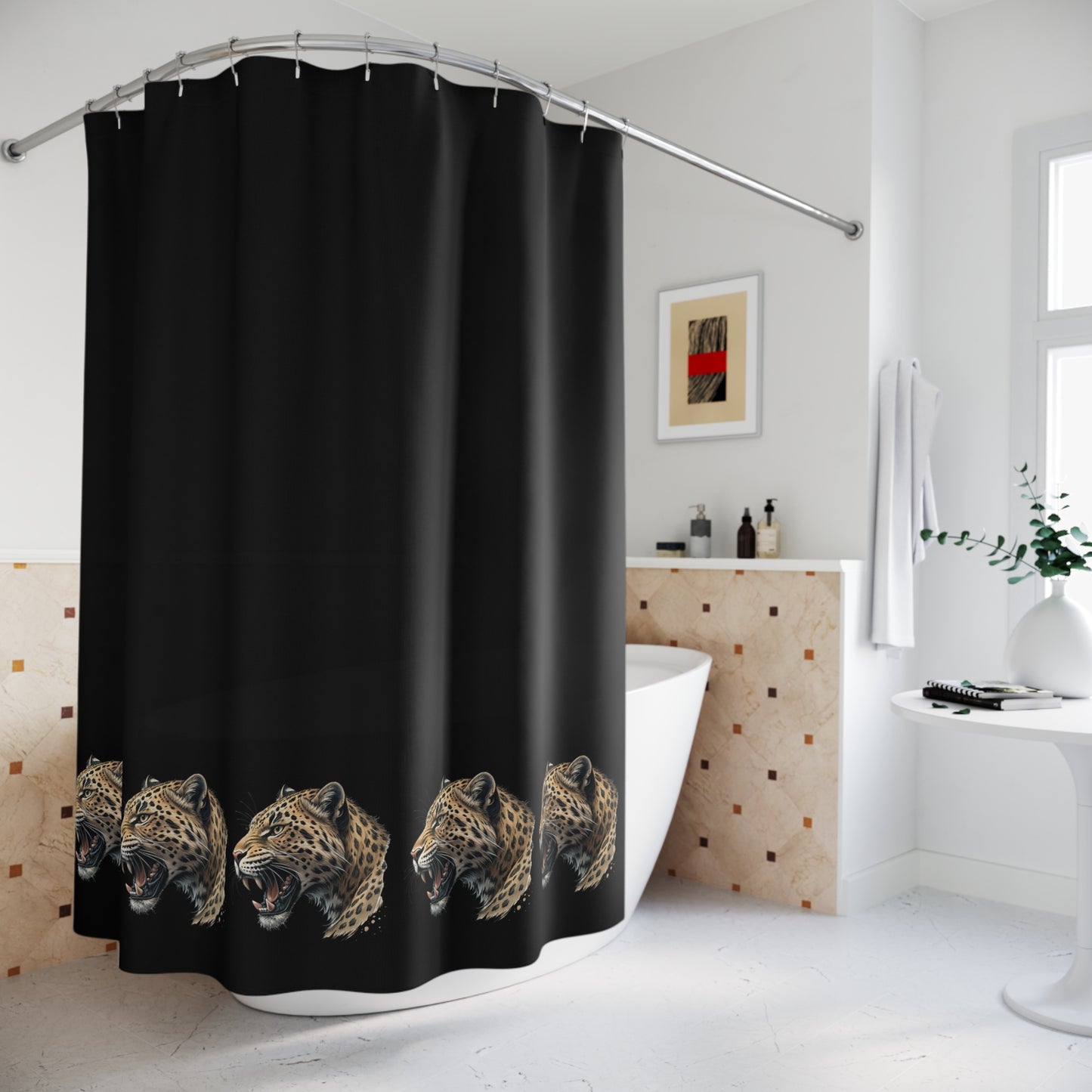 Fierce Leopard Print Shower Curtain | Bold Bathroom Decor, Wildlife Theme, Jungle Vibes, Gift for Animal Lovers, Unique Home Accent